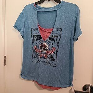 Sweet Claire Graphic Short Sleeve Size Large Ladies Top Casual Pre-Owned Summer